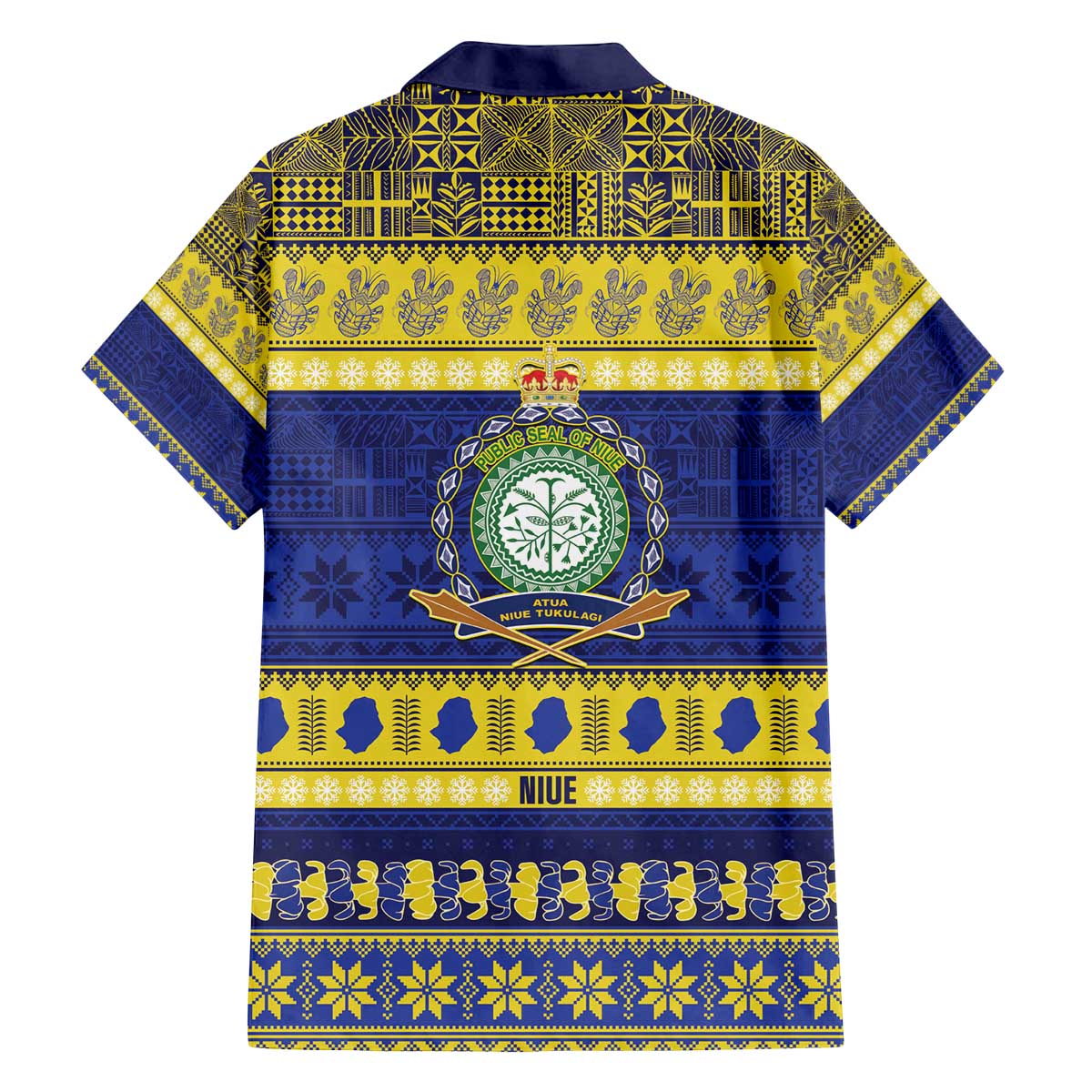Niue Christmas Family Matching Off The Shoulder Long Sleeve Dress and Hawaiian Shirt Monuina e Kilisimasi Hiapo Motifs - Polynesian Pride