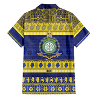 Niue Christmas Family Matching Off The Shoulder Long Sleeve Dress and Hawaiian Shirt Monuina e Kilisimasi Hiapo Motifs - Polynesian Pride