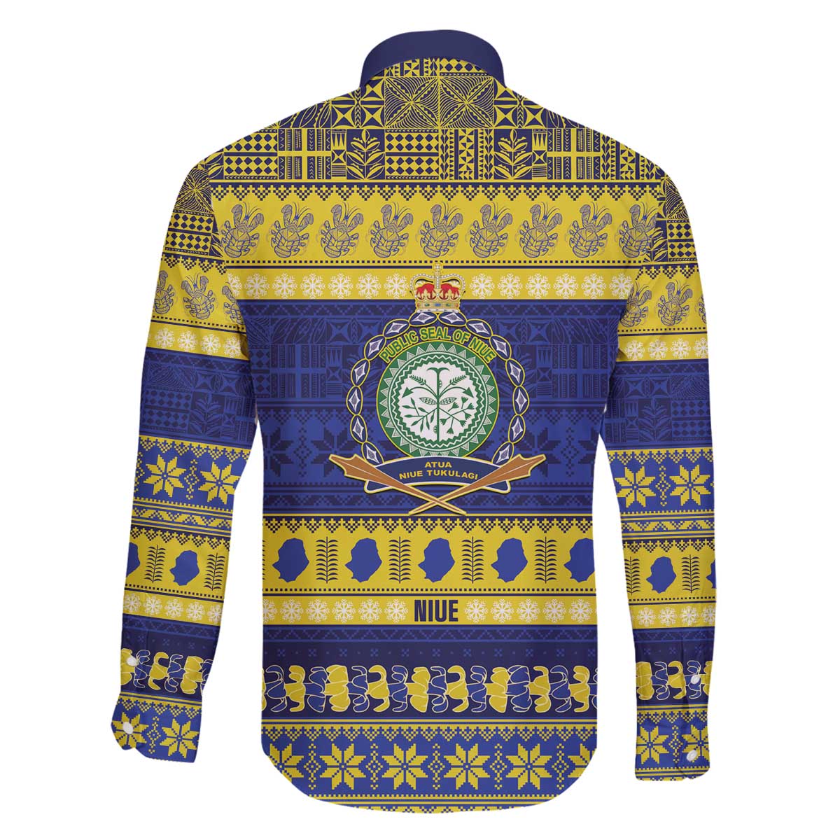 Niue Christmas Family Matching Off The Shoulder Long Sleeve Dress and Hawaiian Shirt Monuina e Kilisimasi Hiapo Motifs - Polynesian Pride