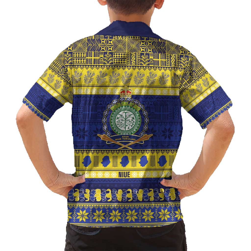Niue Christmas Family Matching Puletasi and Hawaiian Shirt Monuina e Kilisimasi Hiapo Motifs LT14 - Polynesian Pride