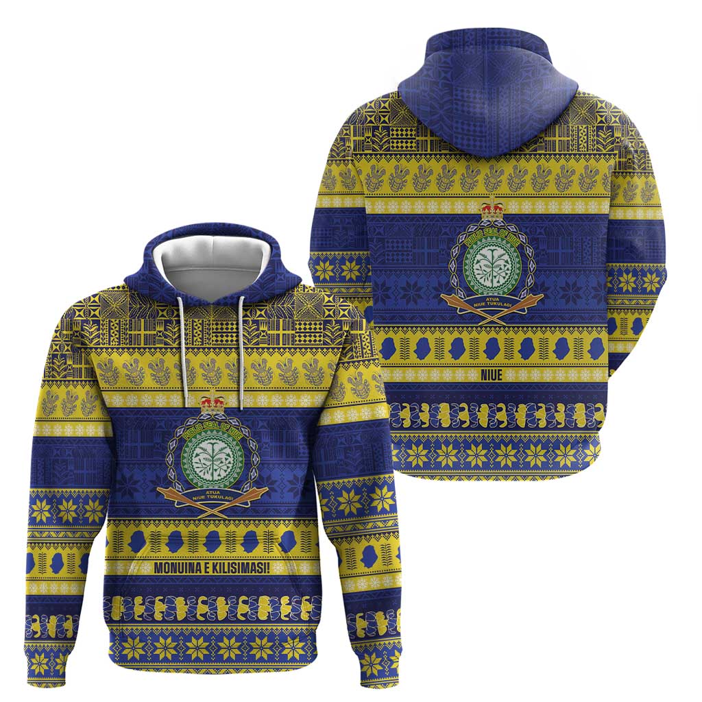 Niue Christmas Hoodie Monuina e Kilisimasi Hiapo Motifs - Polynesian Pride