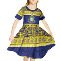 Niue Christmas Kid Short Sleeve Dress Monuina e Kilisimasi Hiapo Motifs - Polynesian Pride