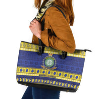 Niue Christmas Leather Tote Bag Monuina e Kilisimasi Hiapo Motifs - Polynesian Pride