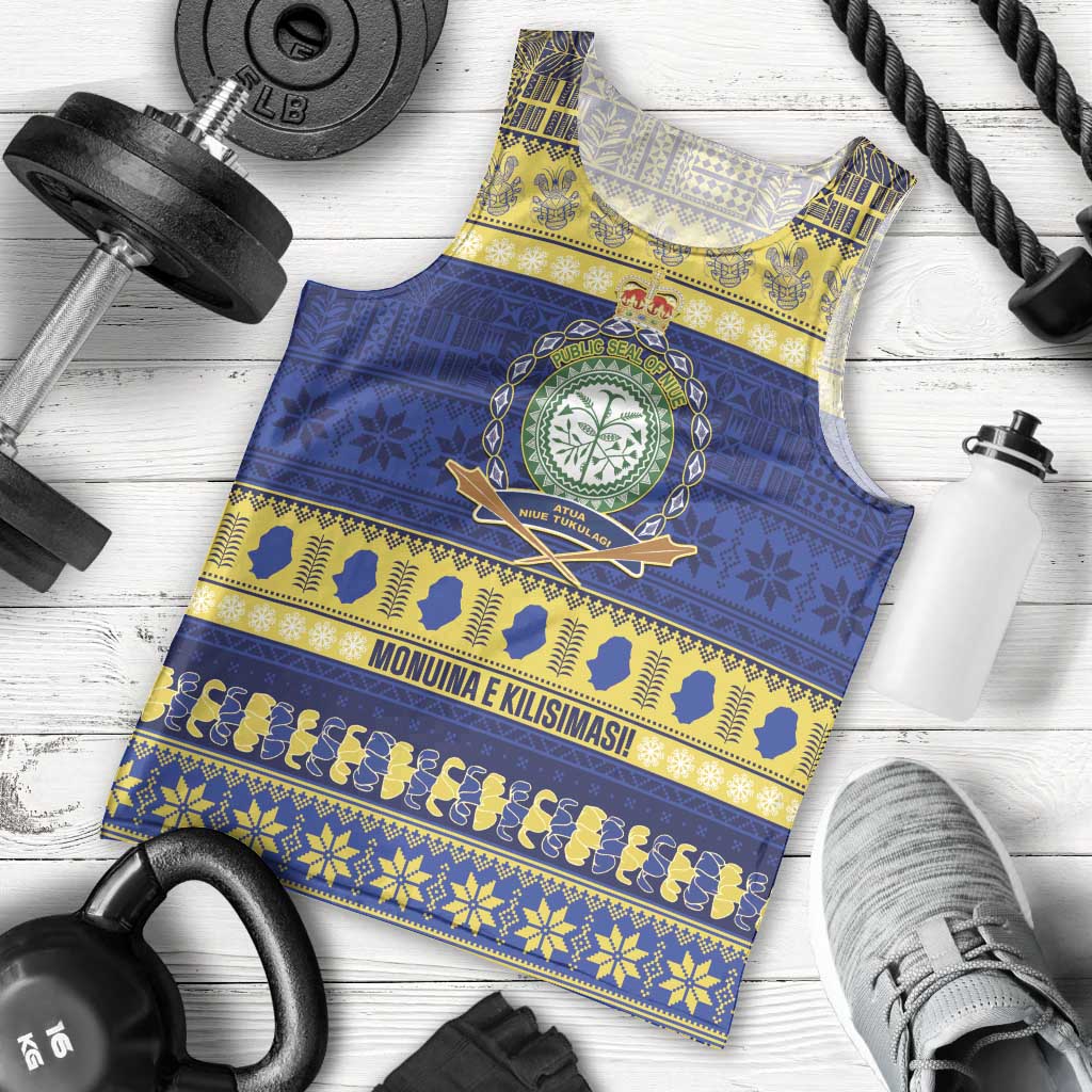 Niue Christmas Men Tank Top Monuina e Kilisimasi Hiapo Motifs - Polynesian Pride