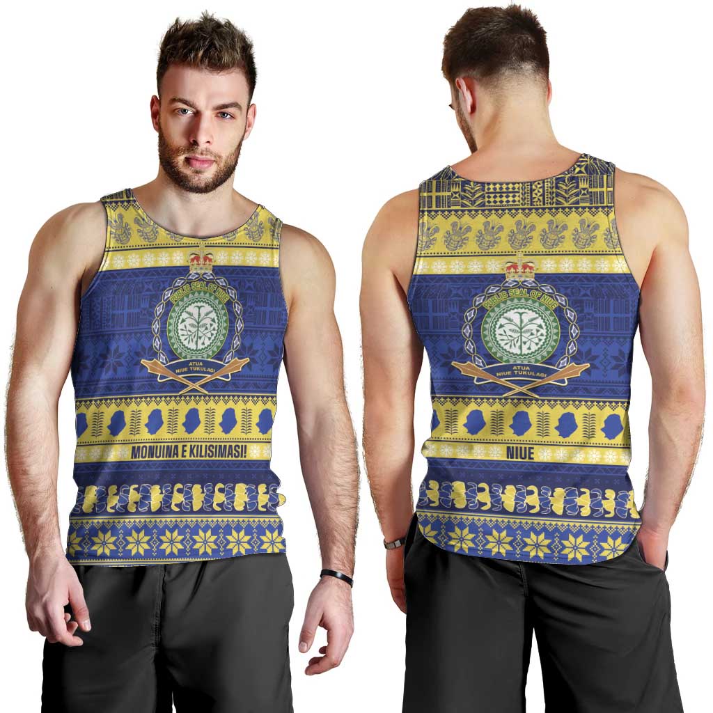 Niue Christmas Men Tank Top Monuina e Kilisimasi Hiapo Motifs - Polynesian Pride