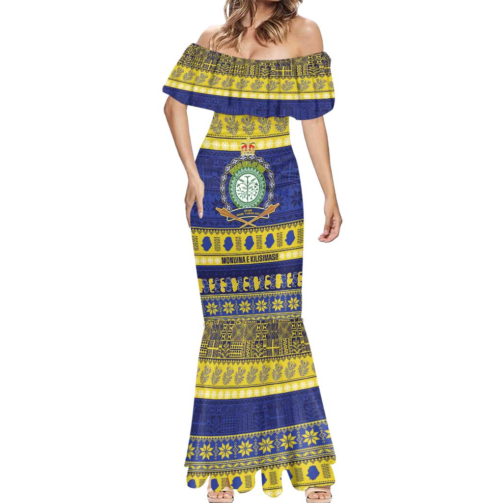 Niue Christmas Mermaid Dress Monuina e Kilisimasi Hiapo Motifs - Polynesian Pride