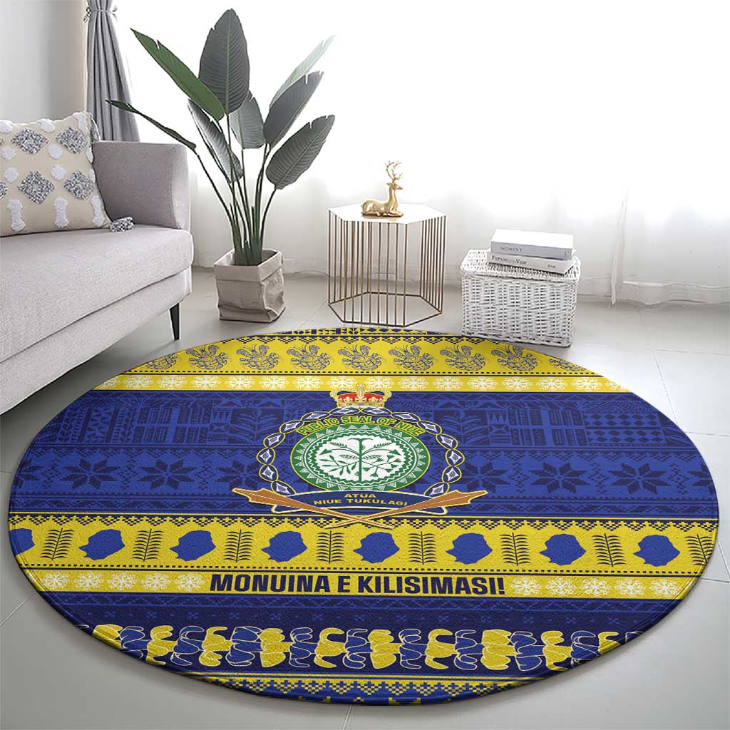 Niue Christmas Round Carpet Monuina e Kilisimasi Hiapo Motifs - Polynesian Pride