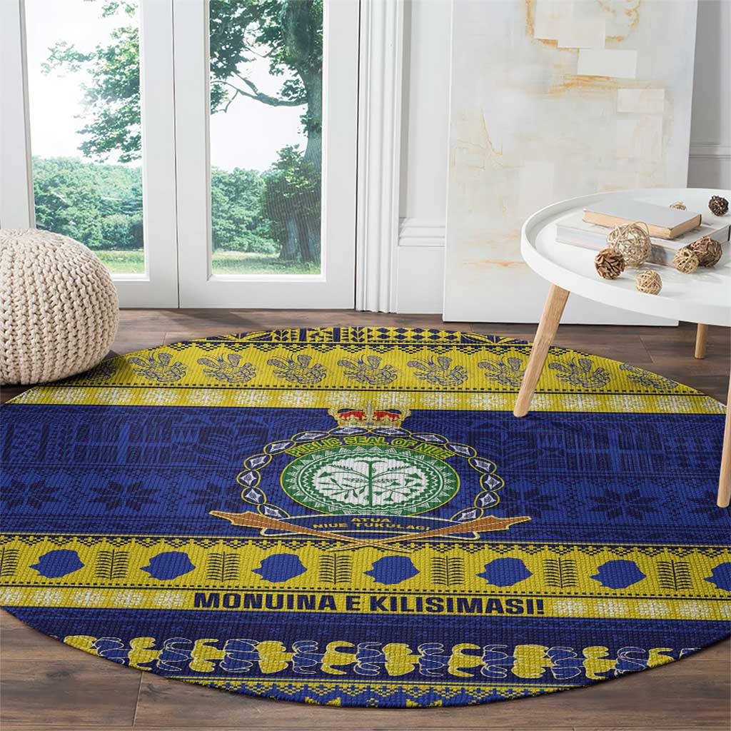 Niue Christmas Round Carpet Monuina e Kilisimasi Hiapo Motifs - Polynesian Pride
