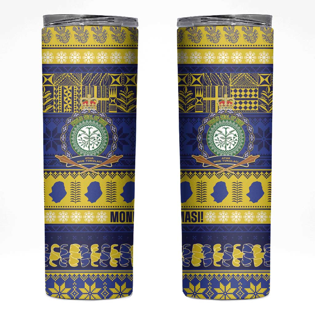 Niue Christmas Skinny Tumbler Monuina e Kilisimasi Hiapo Motifs - Polynesian Pride