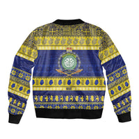 Niue Christmas Sleeve Zip Bomber Jacket Monuina e Kilisimasi Hiapo Motifs - Polynesian Pride