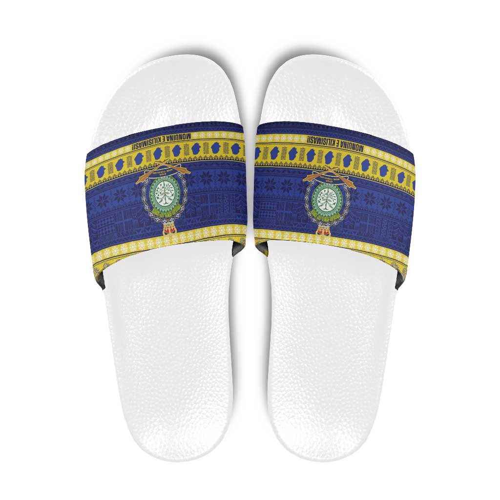 Niue Christmas Slide Sandals Monuina e Kilisimasi Hiapo Motifs - Polynesian Pride
