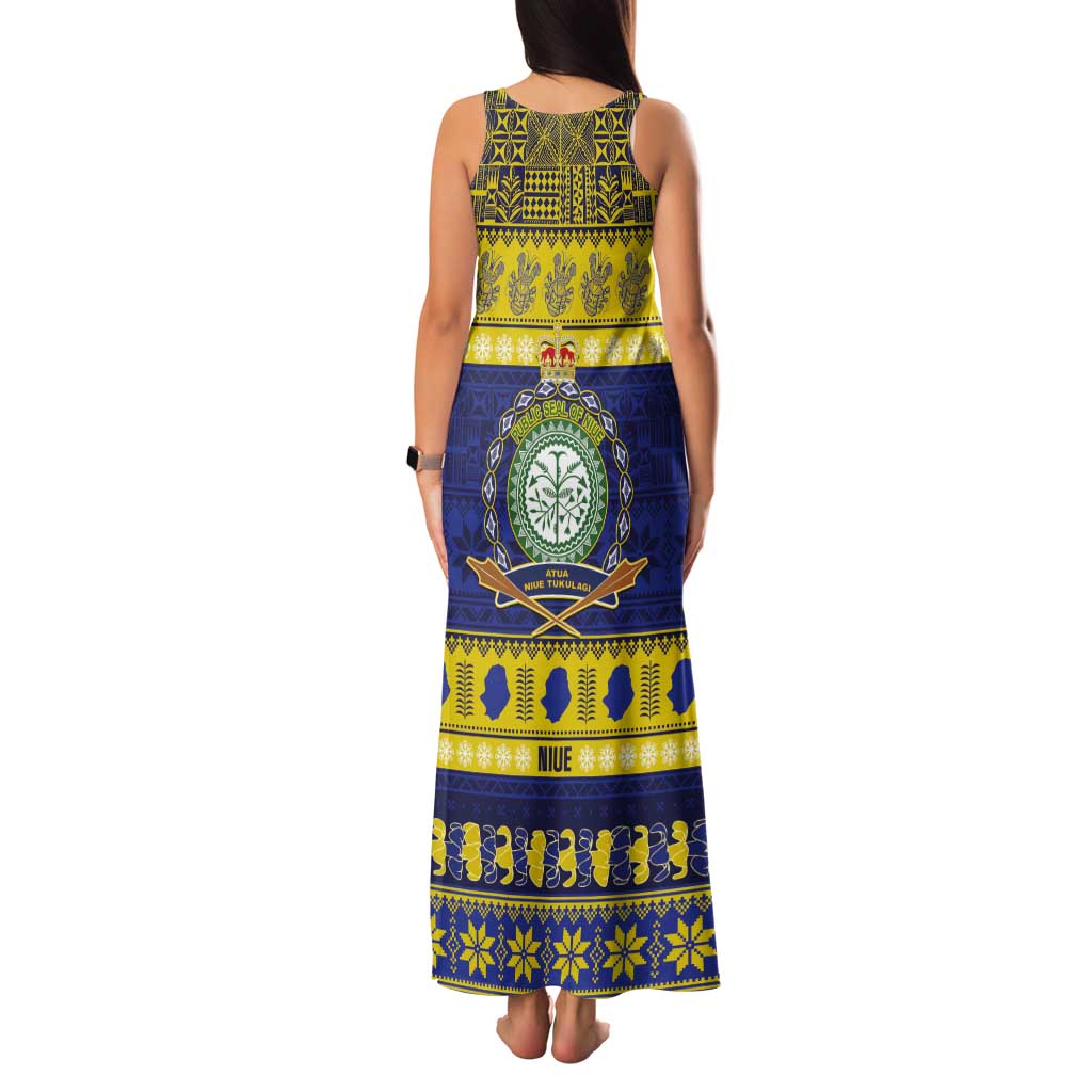 Niue Christmas Tank Maxi Dress Monuina e Kilisimasi Hiapo Motifs - Polynesian Pride
