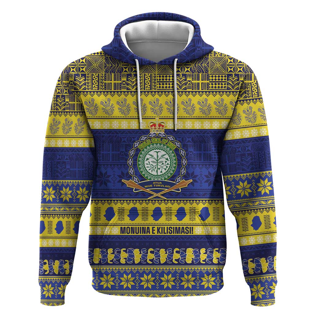 Niue Christmas Zip Hoodie Monuina e Kilisimasi Hiapo Motifs - Polynesian Pride