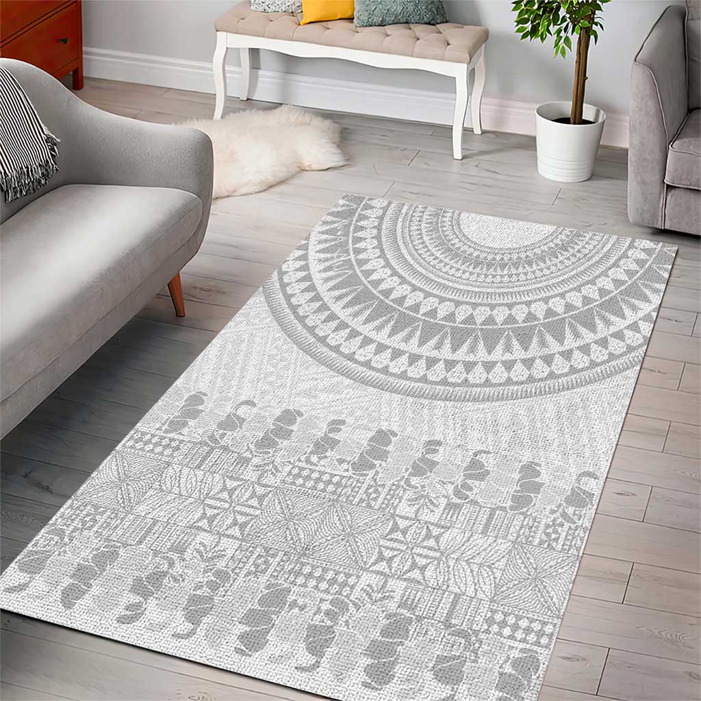 Niue White Sunday Area Rug Tapu Fanau Ia Puakenikeni Hiapo Pattern - Polynesian Pride