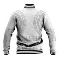 Niue White Sunday Baseball Jacket Tapu Fanau Ia Puakenikeni Hiapo Pattern - Polynesian Pride