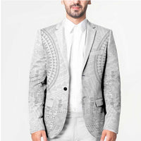 Niue White Sunday Blazer Tapu Fanau Ia Puakenikeni Hiapo Pattern - Polynesian Pride