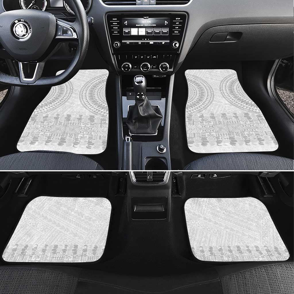 Niue White Sunday Car Mats Tapu Fanau Ia Puakenikeni Hiapo Pattern - Polynesian Pride