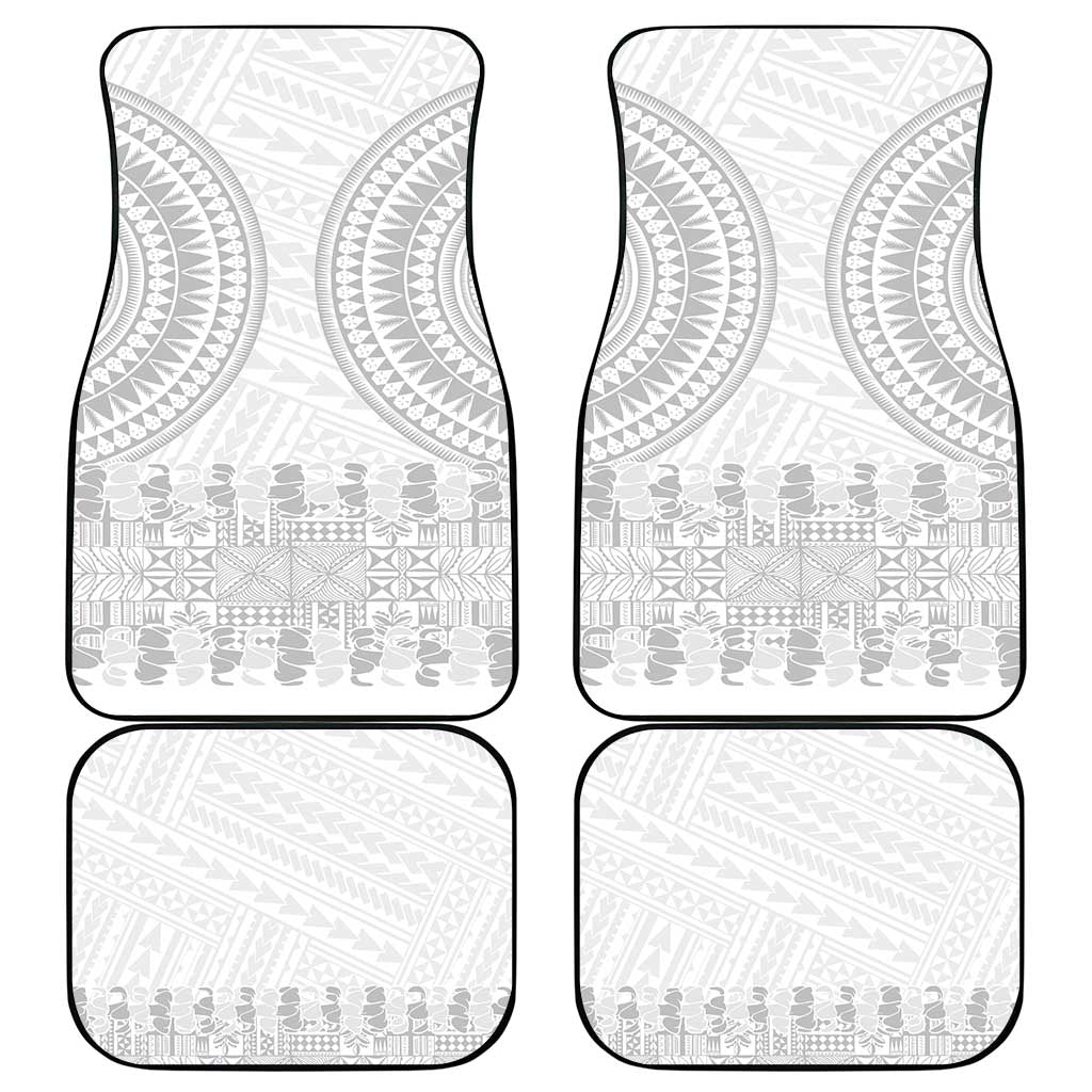 Niue White Sunday Car Mats Tapu Fanau Ia Puakenikeni Hiapo Pattern - Polynesian Pride