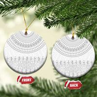 Niue White Sunday Ceramic Ornament Tapu Fanau Ia Puakenikeni Hiapo Pattern LT14 Circle White - Polynesian Pride