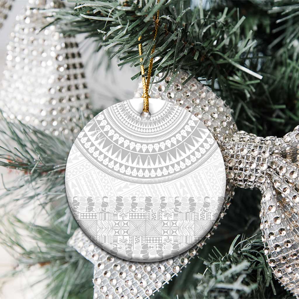 Niue White Sunday Ceramic Ornament Tapu Fanau Ia Puakenikeni Hiapo Pattern LT14 - Polynesian Pride