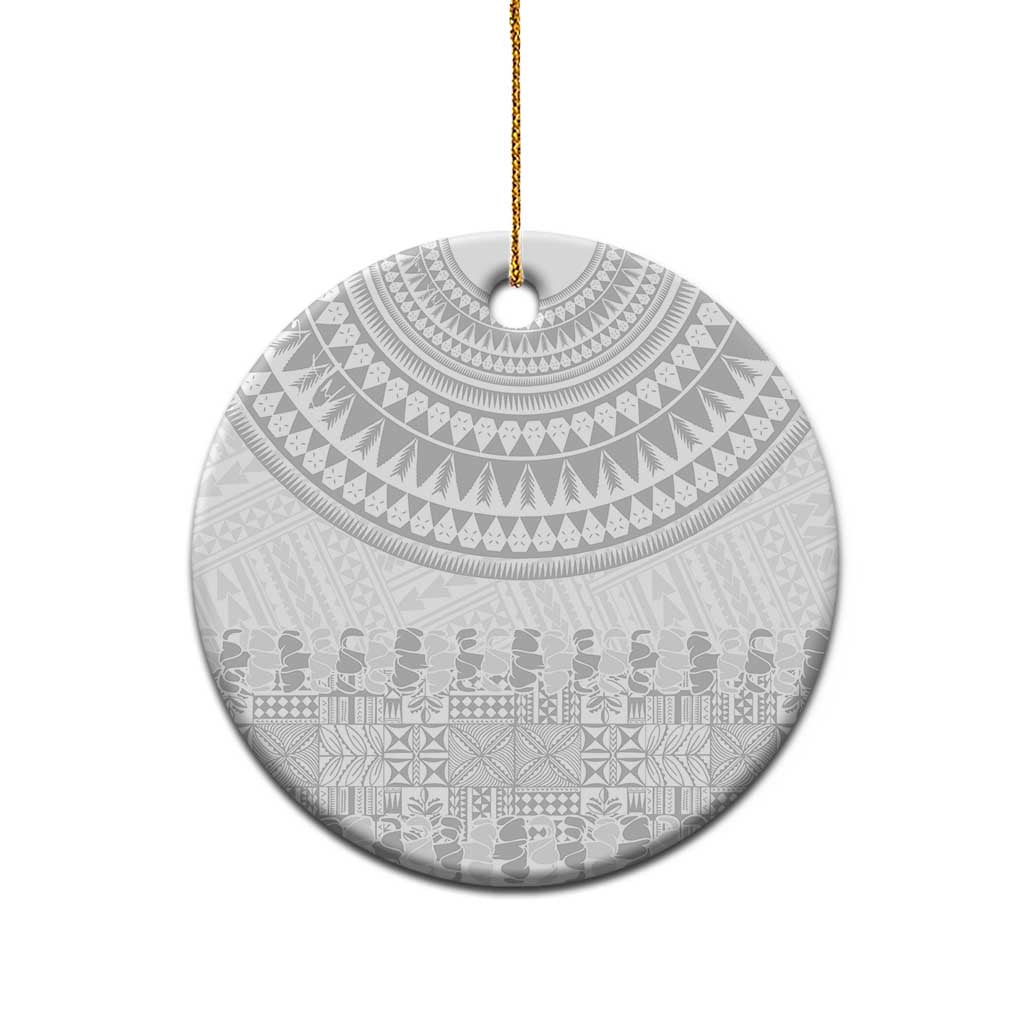 Niue White Sunday Ceramic Ornament Tapu Fanau Ia Puakenikeni Hiapo Pattern LT14 - Polynesian Pride