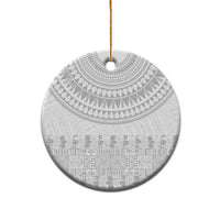 Niue White Sunday Ceramic Ornament Tapu Fanau Ia Puakenikeni Hiapo Pattern LT14 - Polynesian Pride