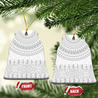 Niue White Sunday Ceramic Ornament Tapu Fanau Ia Puakenikeni Hiapo Pattern LT14 Bell Flake White - Polynesian Pride