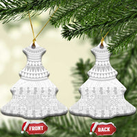 Niue White Sunday Ceramic Ornament Tapu Fanau Ia Puakenikeni Hiapo Pattern LT14 Christmas Tree White - Polynesian Pride