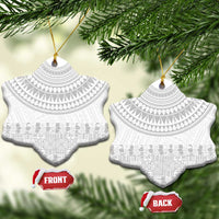 Niue White Sunday Ceramic Ornament Tapu Fanau Ia Puakenikeni Hiapo Pattern LT14 Snow Flake White - Polynesian Pride