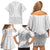 Niue White Sunday Family Matching Off Shoulder Short Dress and Hawaiian Shirt Tapu Fanau Ia Puakenikeni Hiapo Pattern - Polynesian Pride