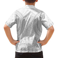 Niue White Sunday Family Matching Short Sleeve Bodycon Dress and Hawaiian Shirt Tapu Fanau Ia Puakenikeni Hiapo Pattern - Polynesian Pride