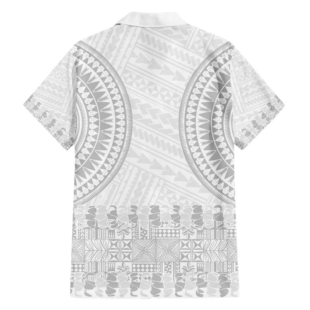 Niue White Sunday Family Matching Short Sleeve Bodycon Dress and Hawaiian Shirt Tapu Fanau Ia Puakenikeni Hiapo Pattern - Polynesian Pride
