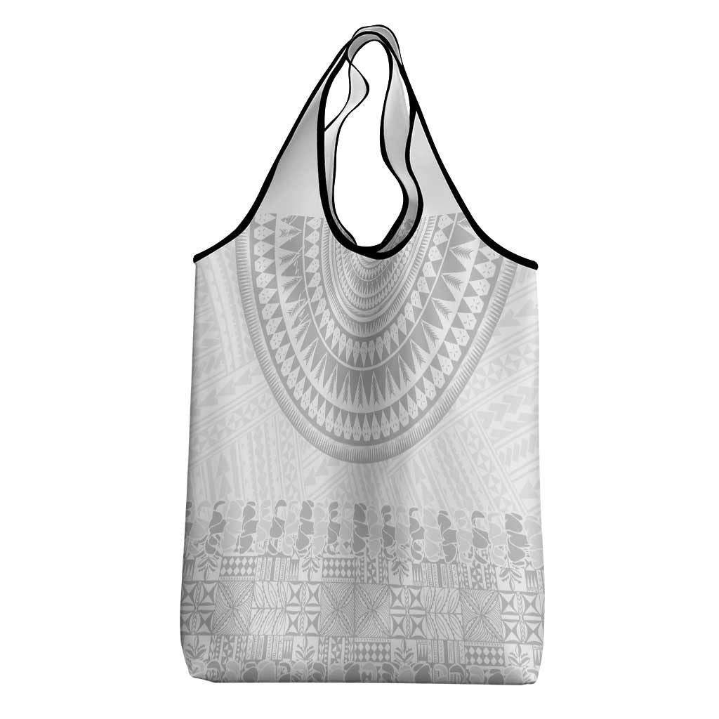 Niue White Sunday Grocery Bag Tapu Fanau Ia Puakenikeni Hiapo Pattern - Polynesian Pride