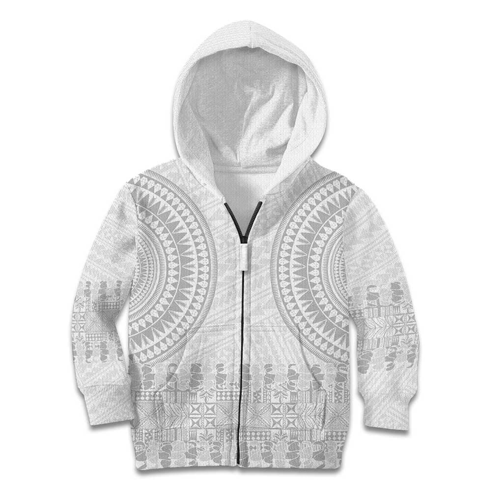 Niue White Sunday Kid Hoodie Tapu Fanau Ia Puakenikeni Hiapo Pattern - Polynesian Pride