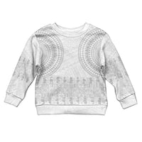 Niue White Sunday Kid Ugly Christmas Sweater Tapu Fanau Ia Puakenikeni Hiapo Pattern - Polynesian Pride