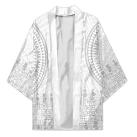 Niue White Sunday Kimono Tapu Fanau Ia Puakenikeni Hiapo Pattern - Polynesian Pride