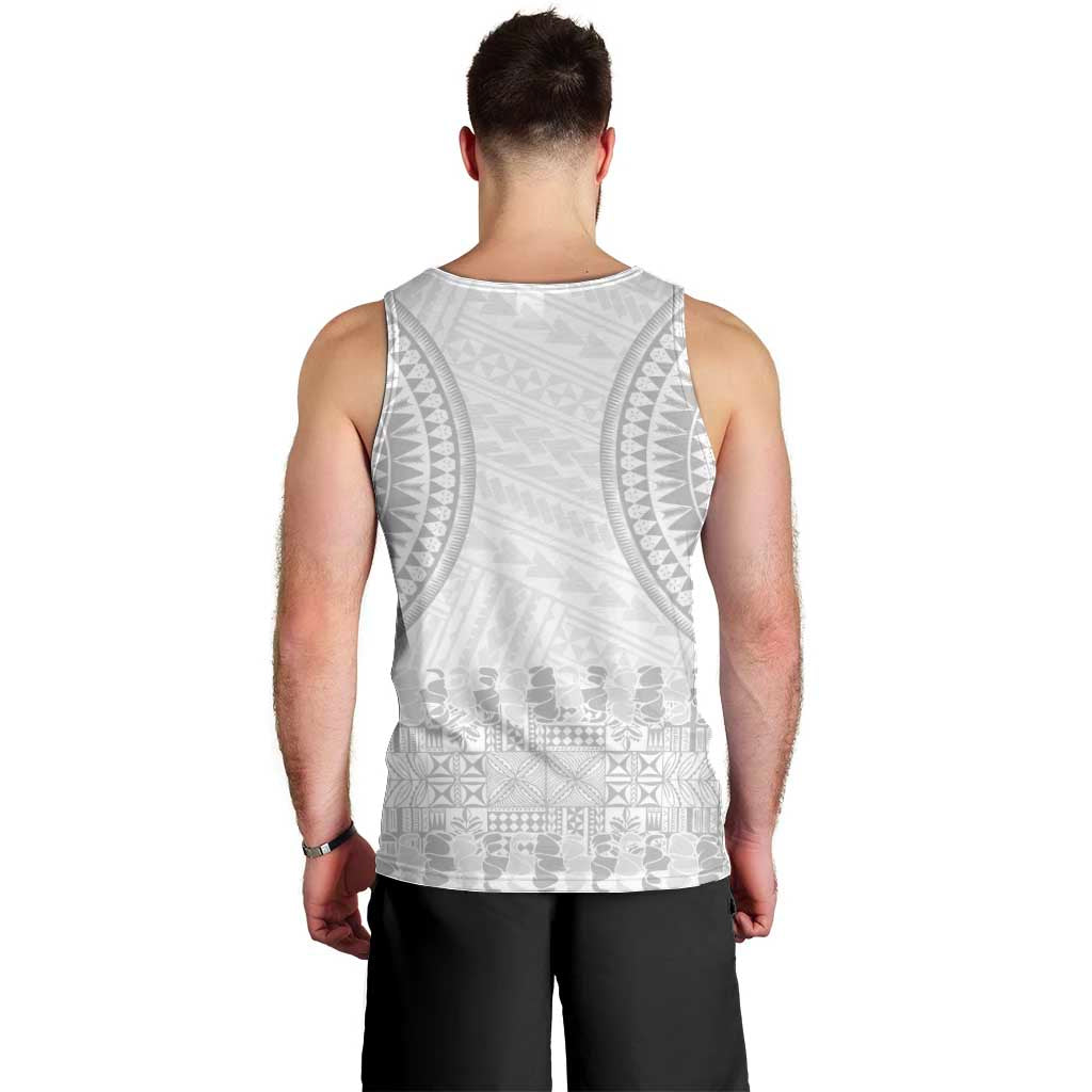 Niue White Sunday Men Tank Top Tapu Fanau Ia Puakenikeni Hiapo Pattern - Polynesian Pride