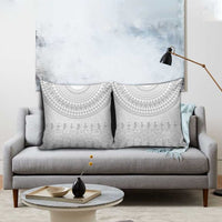 Niue White Sunday Pillow Cover Tapu Fanau Ia Puakenikeni Hiapo Pattern - Polynesian Pride