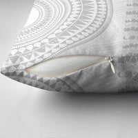 Niue White Sunday Pillow Cover Tapu Fanau Ia Puakenikeni Hiapo Pattern - Polynesian Pride