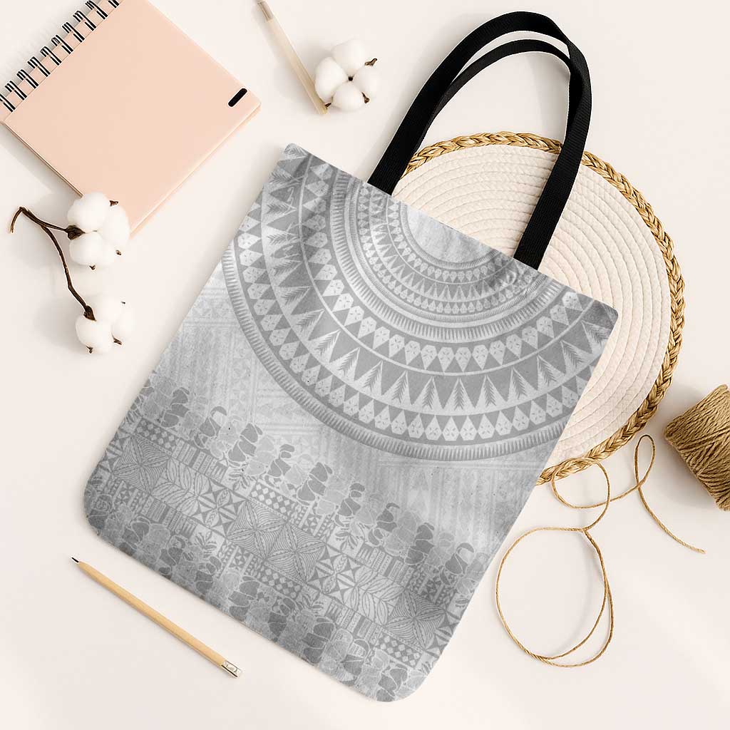 Niue White Sunday Tote Bag Tapu Fanau Ia Puakenikeni Hiapo Pattern - Polynesian Pride