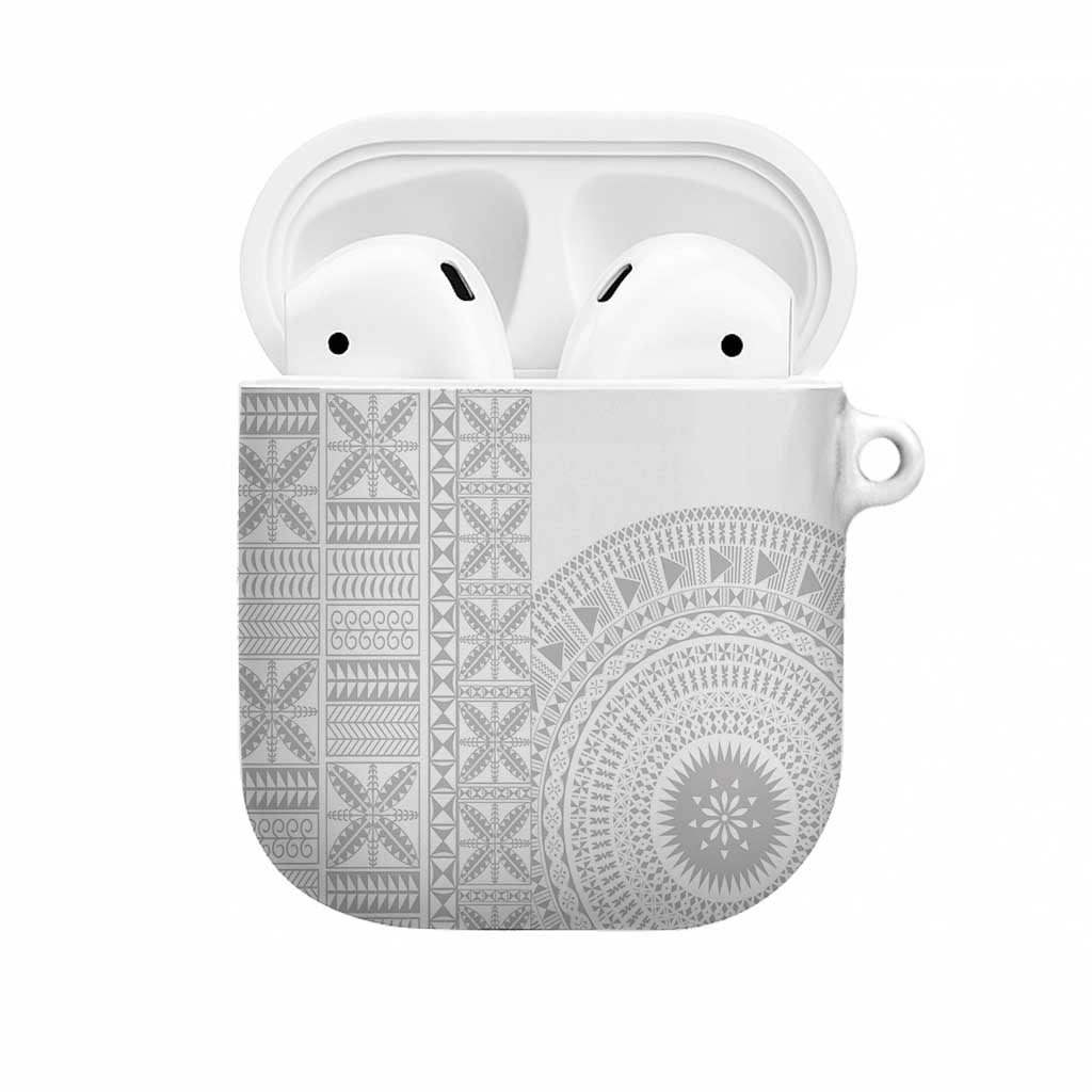 Niue White Sunday AirPods Case Half Hiapo Pattern Vibes - Polynesian Pride