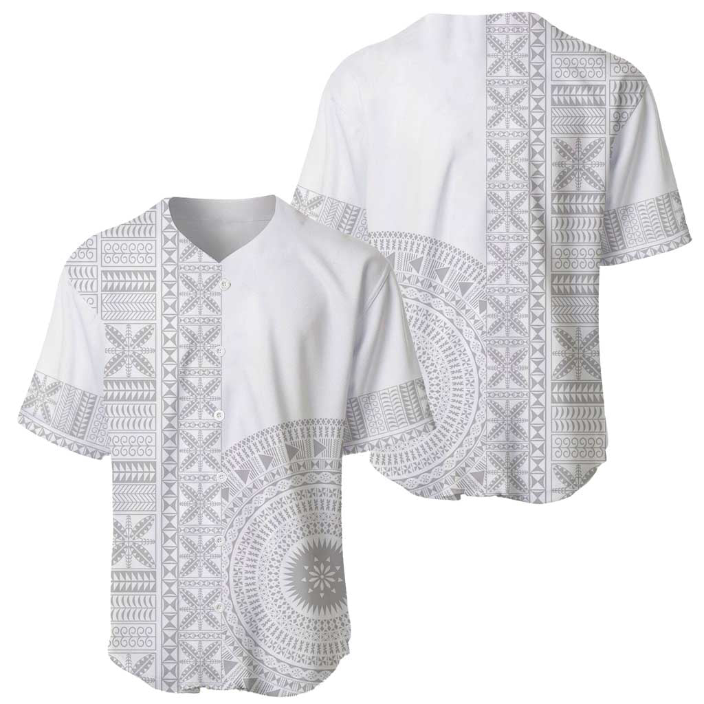 Niue White Sunday Baseball Jersey Half Hiapo Pattern Vibes - Polynesian Pride