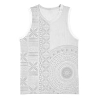 Niue White Sunday Basketball Jersey Half Hiapo Pattern Vibes - Polynesian Pride