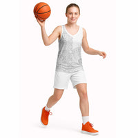 Niue White Sunday Basketball Jersey Half Hiapo Pattern Vibes - Polynesian Pride