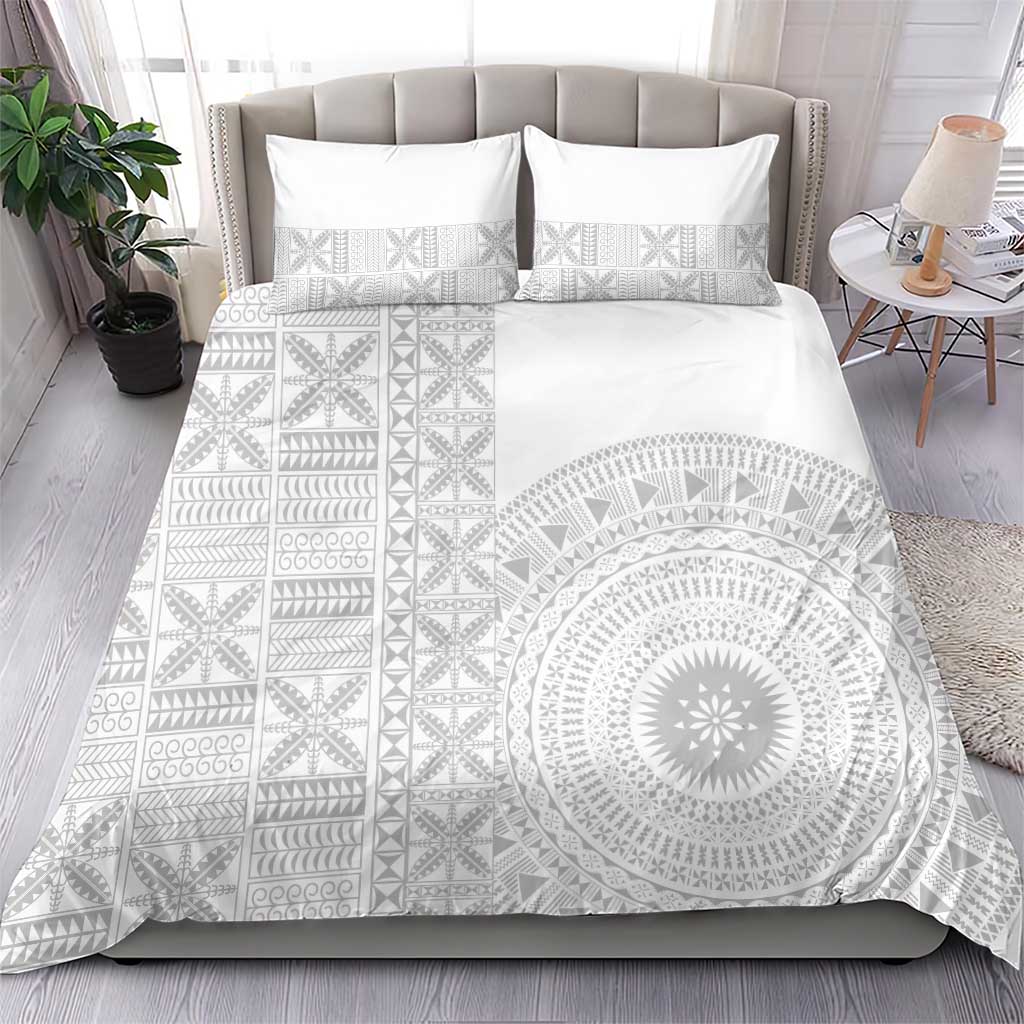 Niue White Sunday Bedding Set Half Hiapo Pattern Vibes - Polynesian Pride