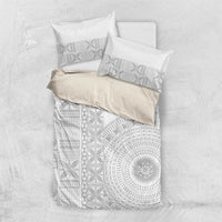 Niue White Sunday Bedding Set Half Hiapo Pattern Vibes - Polynesian Pride