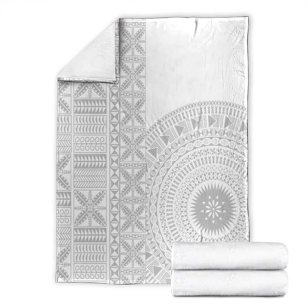 Niue White Sunday Blanket Half Hiapo Pattern Vibes - Polynesian Pride
