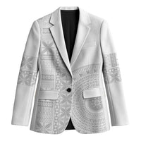Niue White Sunday Blazer Half Hiapo Pattern Vibes - Polynesian Pride