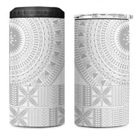 Niue White Sunday 4 in 1 Can Cooler Tumbler Half Hiapo Pattern Vibes - Polynesian Pride