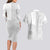 Niue White Sunday Couples Matching Long Sleeve Bodycon Dress and Hawaiian Shirt Half Hiapo Pattern Vibes - Polynesian Pride